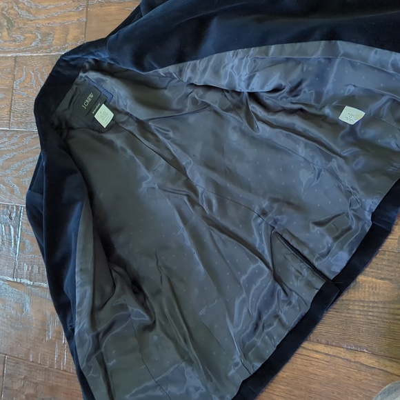 J. CREW I Ladies Navy Indigo Blue Velvet Schoolboy Style Blazer Jacket, 0 Petite - Picture 9 of 11